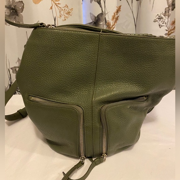 Allsaints Green Leather Medium Convertible Backpack - Picture 1 of 14